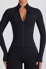 Soft Active Zip-Up Jacket in Black