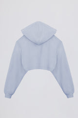 Brushed Jersey Hooded Cropped Shrug in Soft Blue