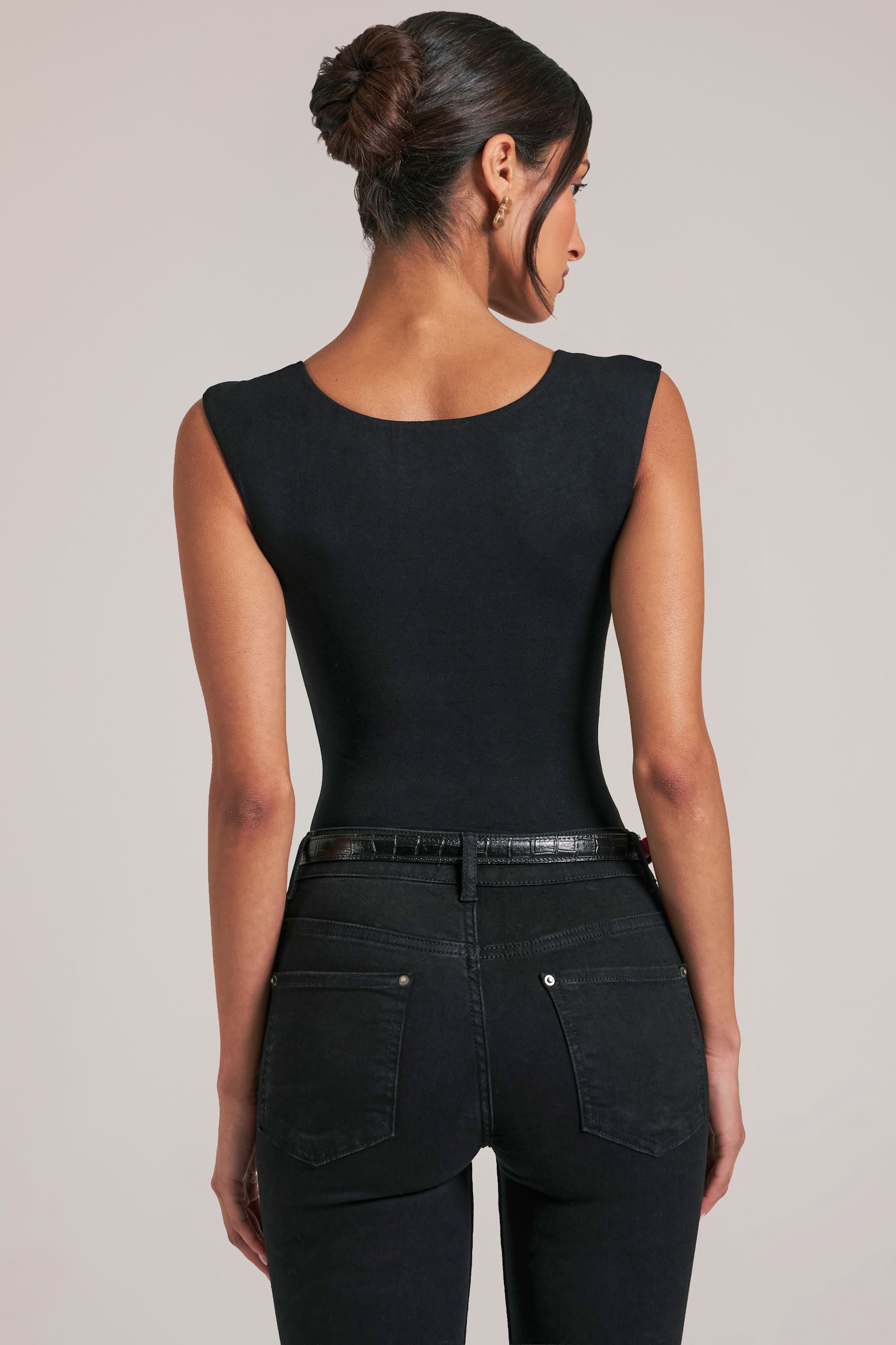 Sweetheart-Neck Bodysuit in Black