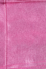 Metallic Denim Mid-Rise Cargo Mini Skirt in Deep Pink