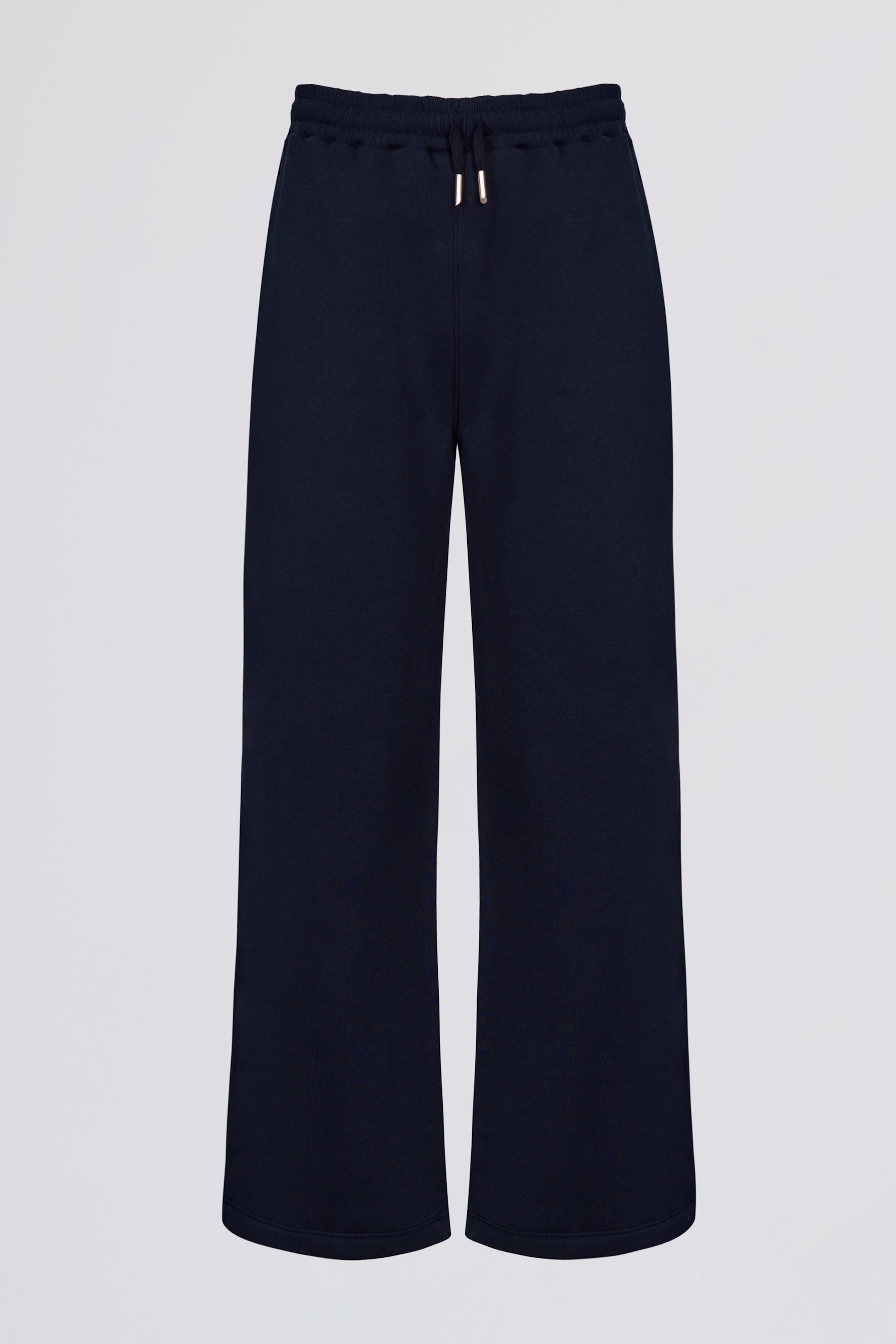 Brushed Jersey Wide-Leg Joggers in Classic Navy