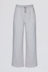 Brushed Jersey Wide-Leg Joggers in Grey Marl