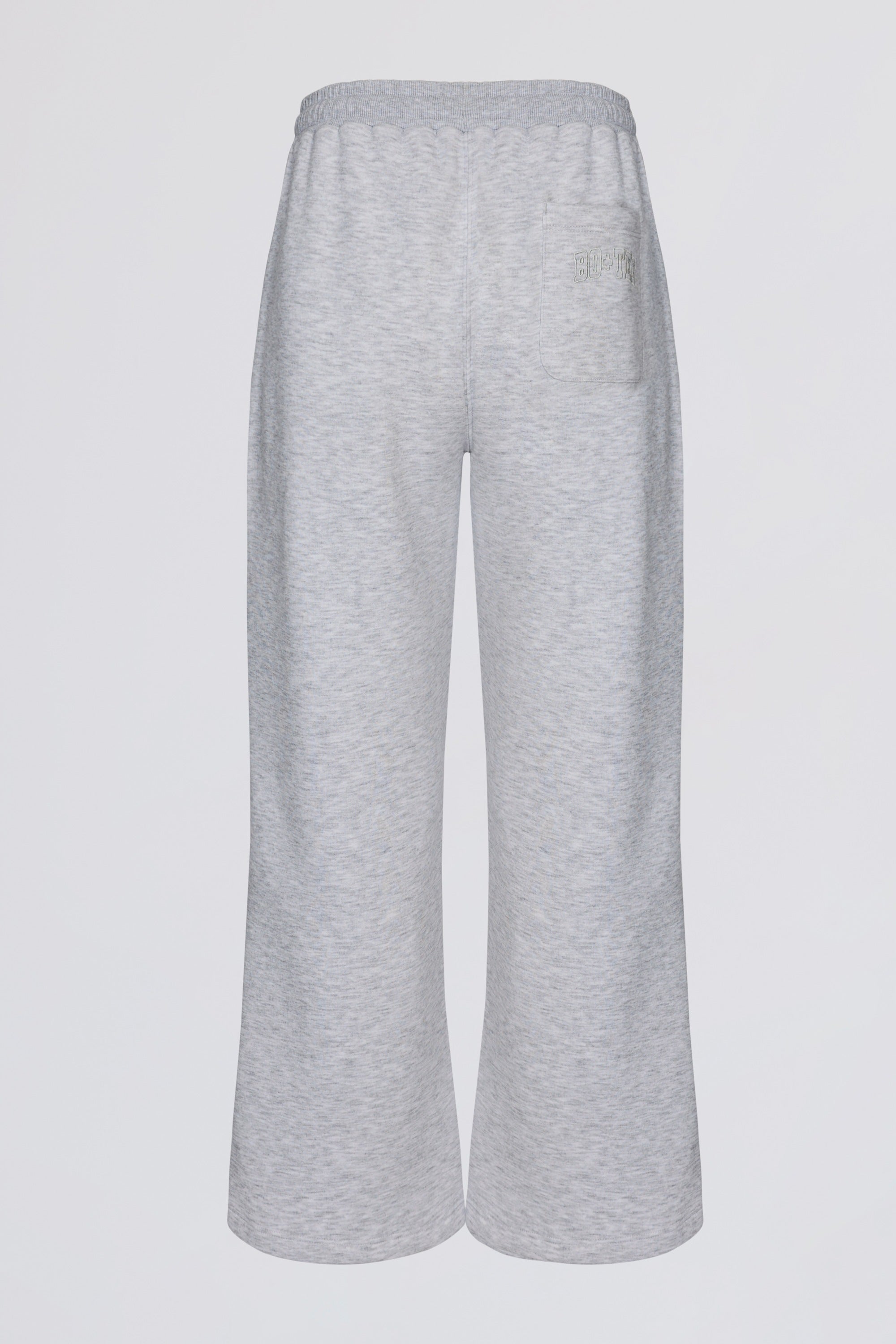 Brushed Jersey Wide-Leg Joggers in Grey Marl