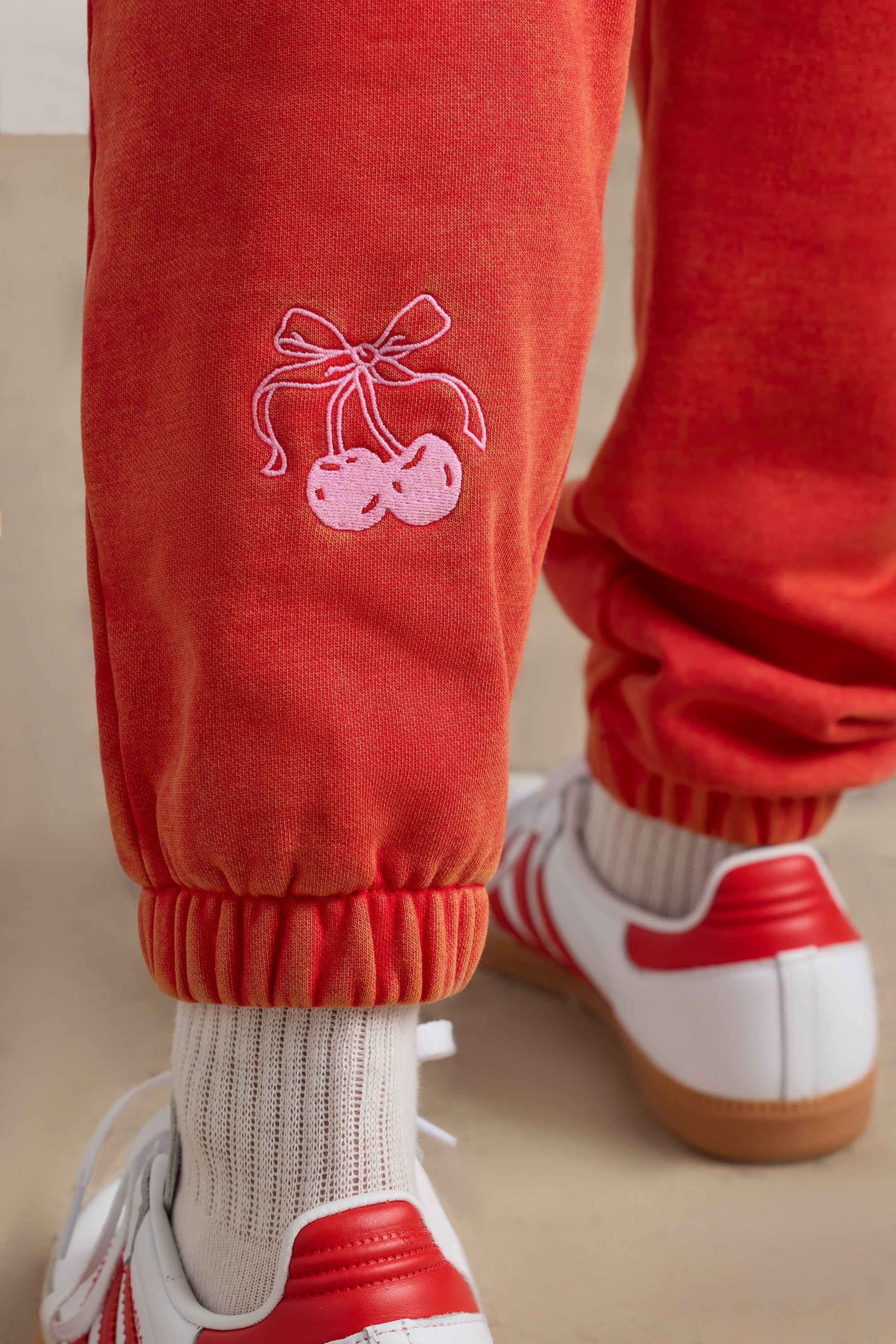 Brushed Jersey Oversized Joggers in Red