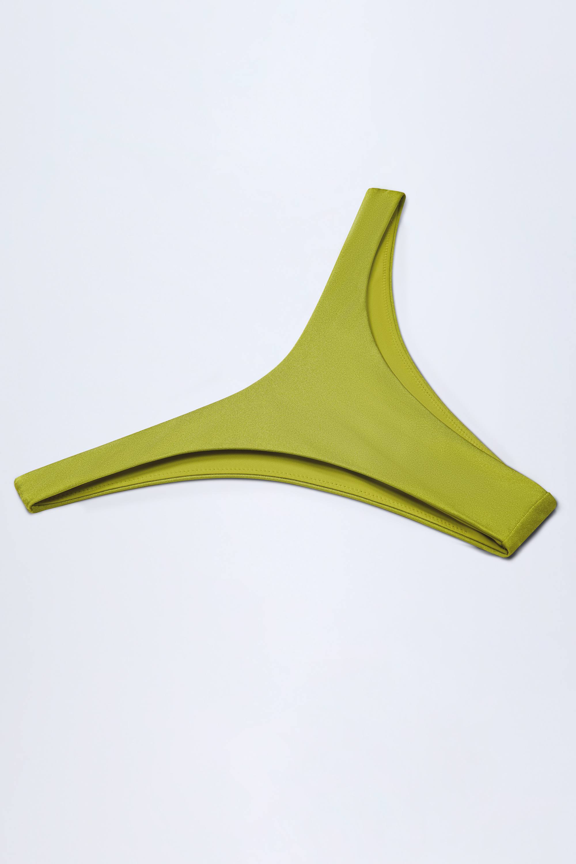 High-Leg Cheeky Bikini Bottoms in Olive Green
